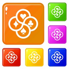 Poster - Chip icons set collection vector 6 color isolated on white background