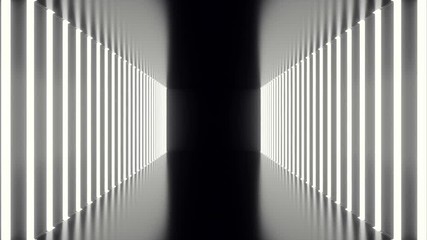 Poster - Abstrac futuristic dark corridor with neon lights. Glowing light. Futuristic architecture background, 3D animation