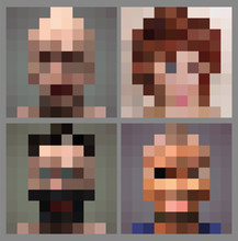 Set Of Anonymous Pixel Face