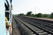 Indian Railway Track View inside the Train Window