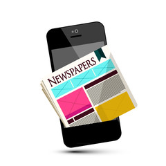 Poster - Newspapers on Mobile Phone. Vector Cellphone News Symbol.