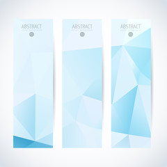 Wall Mural - vector banners set blue triangle background