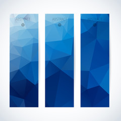 Wall Mural - vector banners set blue triangle background
