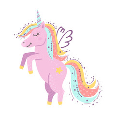 Wall Mural - Cute little magical unicorn.