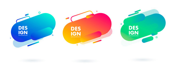 Fototapete - Geometric badges set. Dynamical colored forms and line. Gradient abstract banners. Trendy minimal design. Eps10 vector.