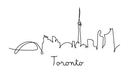 Wall Mural - One line style Toronto city skyline. Simple modern minimaistic style vector.