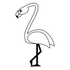 Wall Mural - Exotic bird cartoon in black and white