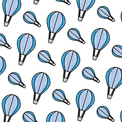 Sticker - doodle air balloon transport fly background