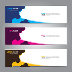 Fototapete - Vector abstract web banner design template. Collection of web banner template. Abstract geometric web design banner template isolated on grey background. 