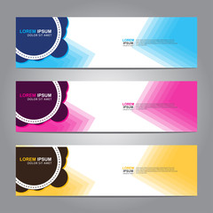 Fototapete - Vector abstract web banner design template. Collection of web banner template. Abstract geometric web design banner template isolated on grey background. 