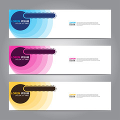 Fototapete - Vector abstract web banner design template. Collection of web banner template. Abstract geometric web design banner template isolated on grey background. 