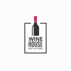 Wall Mural - Wine bottle logo. Winehouse icon on black