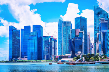 Wall Mural - Skyline of Downtown Core Marina Bay Financial Center Singapore