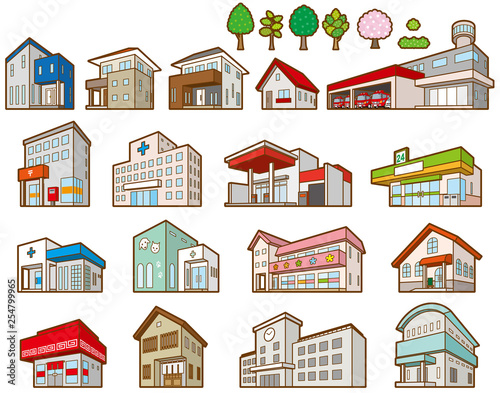 いろいろな建物の立体イラスト Stock ベクター Adobe Stock
