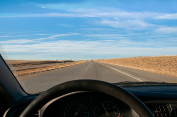 Looking at Interstate 70 through the windshield