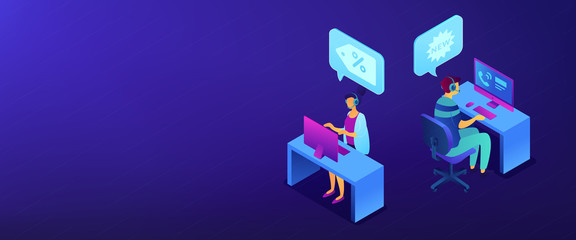 Poster - cold calling isometric 3d banner header.