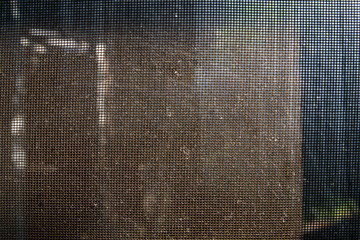 Dust and Dirty mosquito wire screen window, Close up and macro shot