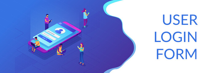 sign in page isometric 3d banner header.