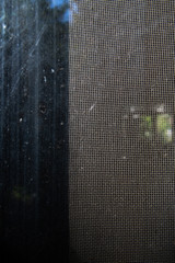 Dust and Dirty mosquito wire screen window, Close up and macro shot