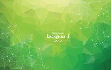 abstract multi green polygonal space background with connecting dots and lines. geometric polygonal 
