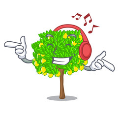 Sticker - Listening music lemon tree cartoon next the house