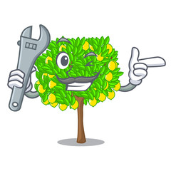 Wall Mural - Mechanic lemon tree in the pot character