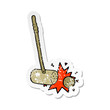 © lineartestpilot - retro distressed sticker of a mallet hitting ball
