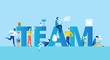 Concept of successful business team standing together. Vector cartoon illustration.