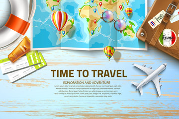 Vector time to travel poster design 3d