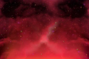 Abstract dynamic fantasy red space and stars colorful background with sparks and clouds