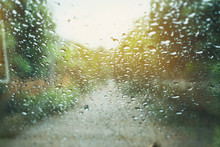 Water Rain Drop On Glass Window