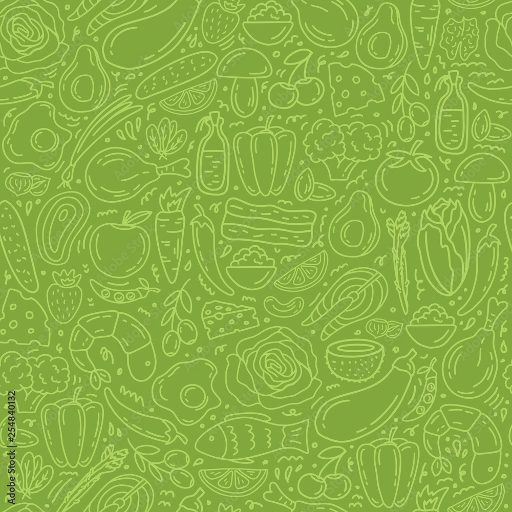 Healthy food seamless pattern Stock Vector | Adobe Stock