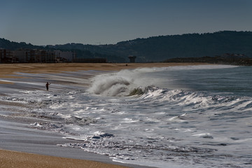 Wall Mural - Splashing Atlantic oceam wave.