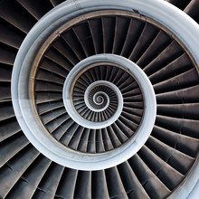 Air Plane Engine Spiral Abstract Background. Engine Fractal Background. Industrial Infinity Spiral Surreal Abstract Image.