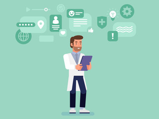 Poster - online doctor. medical consultation and support. diagnosis and treatment.