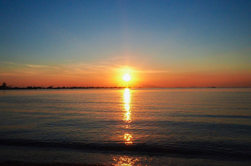 Wall Mural - colorful of sunset on sea scape background