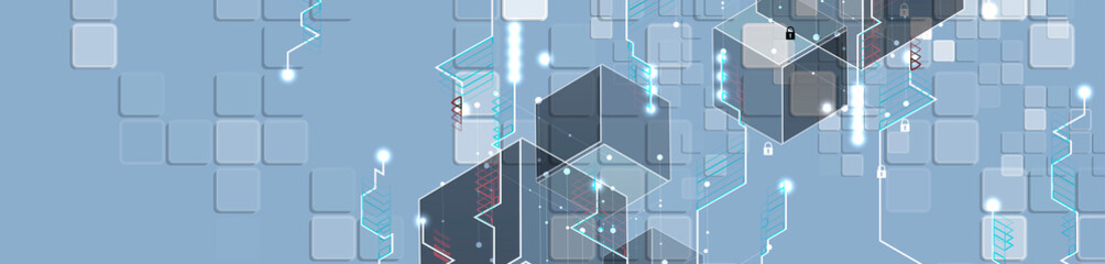 Bytes of binary code run through network. Abstract futuristic technology syberspace