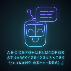 Poster - Chatbot message neon light icon