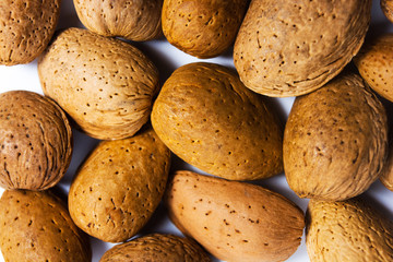 Wall Mural - Fresh almonds in shell close up