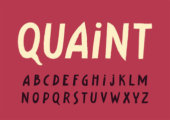 Poster - Vector uppercase display alphabet with uneven textured outline of letters