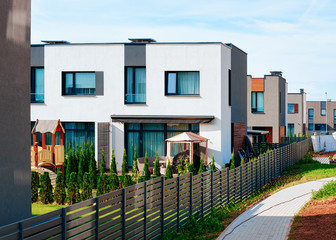 Apartment residential home and house building complex with gate