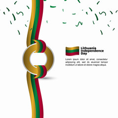  Lithuania Independence Day Flag Vector Template Design Illustration