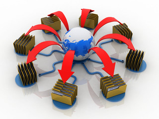 Poster - 3d rendering Documents copying one file to another