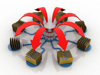 Poster - 3d rendering Documents copying one file to another