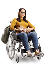 Wall Mural - Female student in a wheelchair holding books