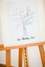 Easel With "Our Wedding" Day Tree For Quest's Finger Prints.