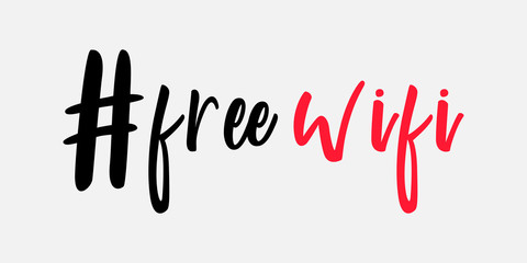 Poster - free wifi hashtag symbol