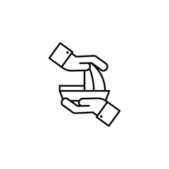 Aufkleber - hands, boat, insurance icon. Element of insurance icon. Thin line icon for website design and development, app development. Premium icon