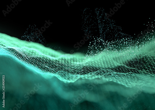 Cuadros en Lienzo Futuristic big data cloud storage visualization mesh grid background
