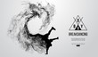 Abstract silhouette of a breakdancer, man, bboy, breaker, breaking on the white background from particles, dust, smoke. Hip-hop dancer. Background can be changed to any other. Vector illustration